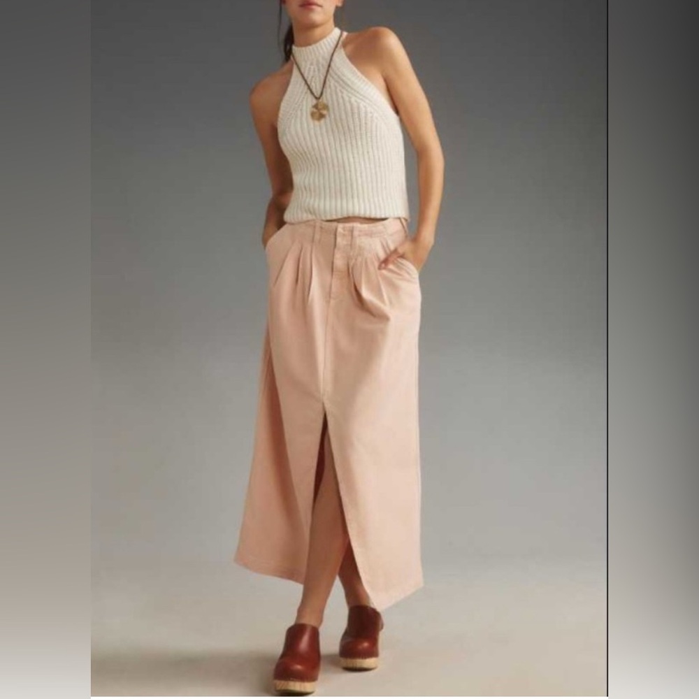 Pilcro Anthropologie Slouchy Trouser Pink Maxi Skirt